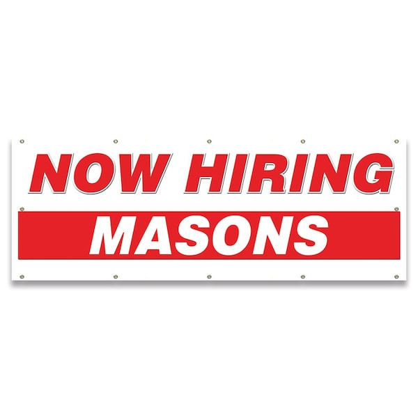 Now Hiring Masons Banner Apply Inside Accepting Application Single Sided